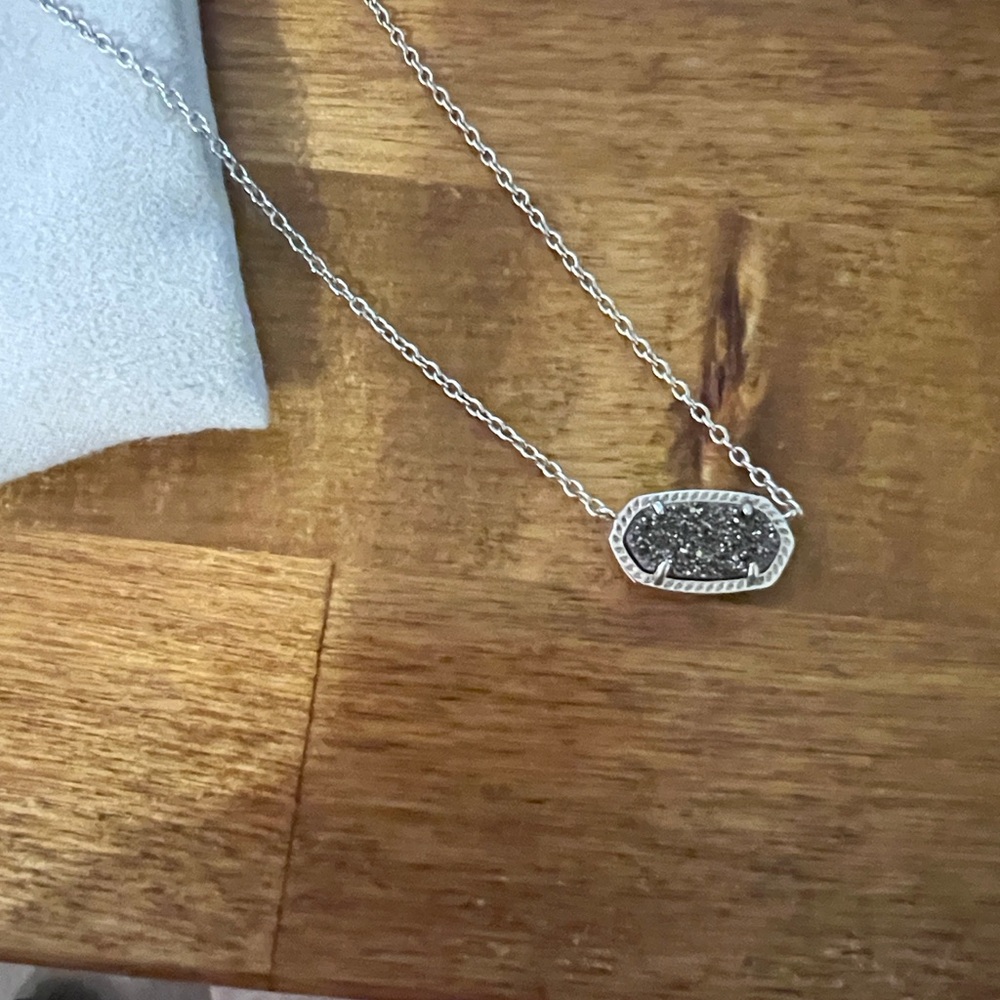 Kendra Scott Silver and Black Pendant Necklace - Picture 2 of 6